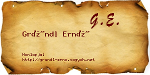 Gründl Ernő névjegykártya